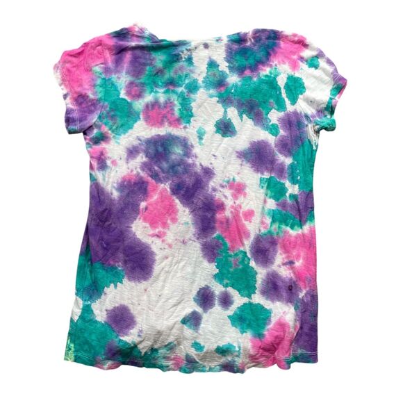 James Perse V Neck size 2 Tie Dye T shirt Cotton Blend Colorful Hippie 70's - Picture 5 of 5